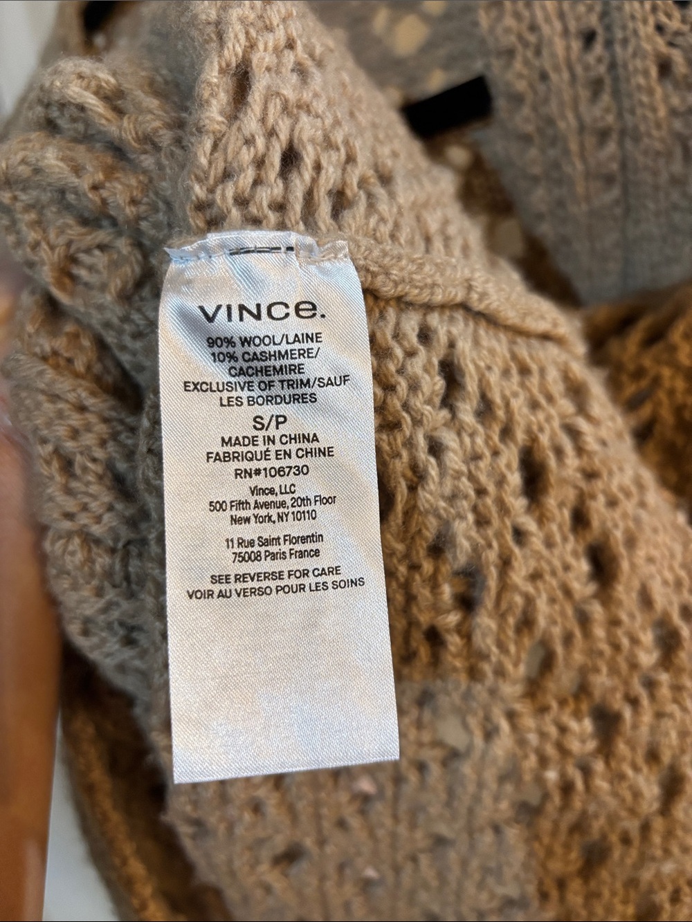 VINCE Crochet Wool Cashmere Blend Cardigan - Picture 5 of 9